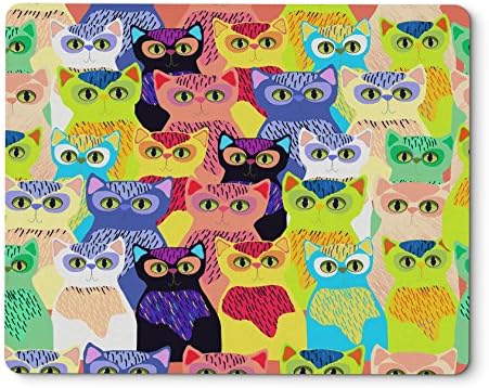 Cute Colorful Cats in Cartoon Style Mouse Pads Design Non-Slip Rubber Computer Mouse Pad