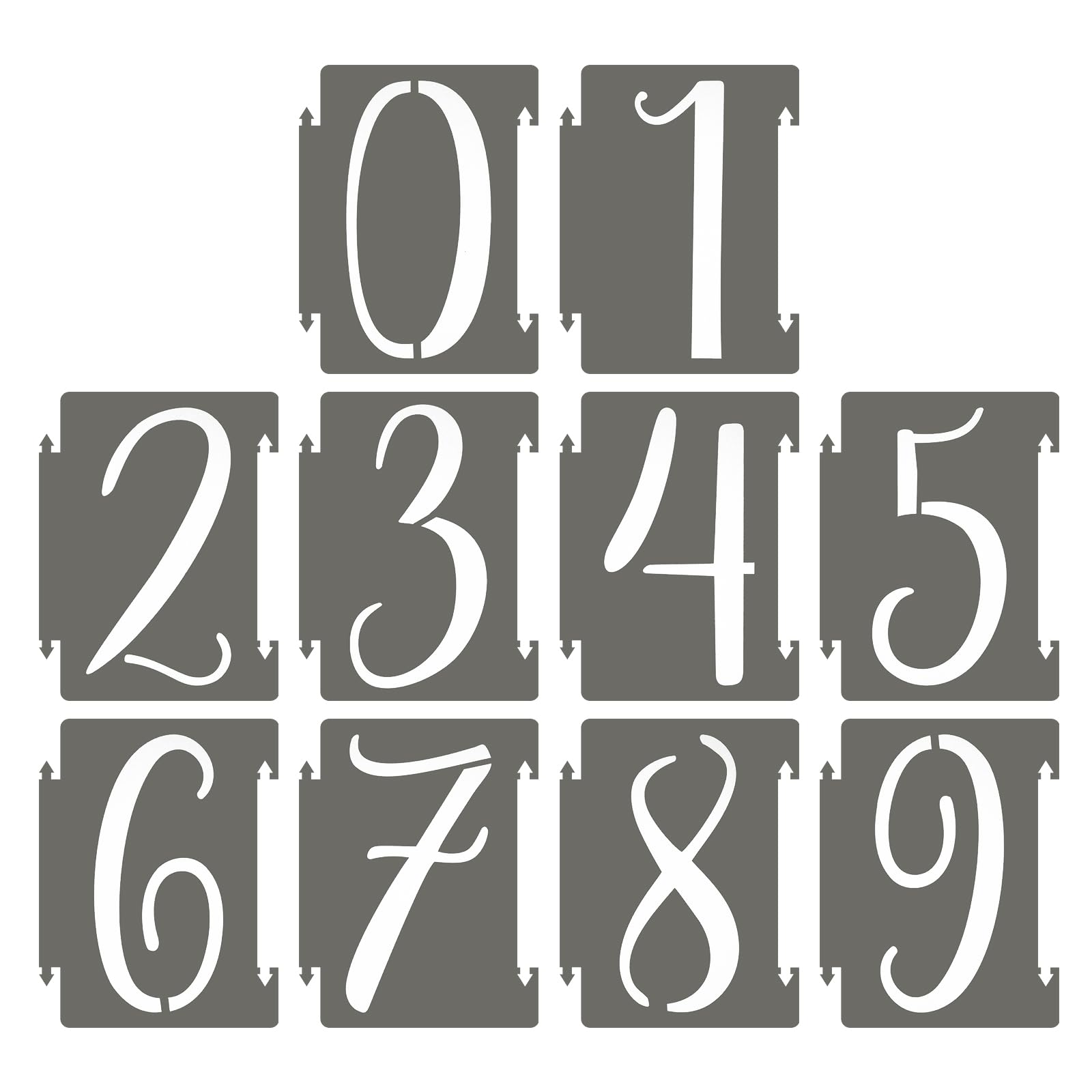 PATIKIL 20Pcs 5 Inch Large Number Stencils, 0-9 Address Number Stencil, Reusable Plastic Digital Templates for Crafts Drawing Stencils Templates White