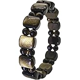 YXBOMG Golden Obsidian Bracelet Natural Beads Crystal Stretch Bracelet Gift for Men Women Christmas Birthday Energy Healing Bring Happiness Luck Wealth