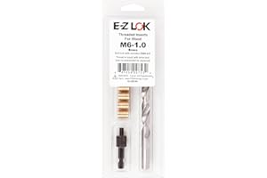 E-Z LOK 400-M6 Threaded Inserts for Wood, Installation Kit, Brass, Includes M6-1.0 Knife Thread Inserts (6), Drill, Installation Tool