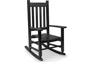 GnL Recsports Child's Wood Porch Rocker - Perfect for Indoor or Outdoor All Weather Porch Rocker for Garden,Lawn,Balcony,Backyard, Use - Suitable for 6-10 Years Old (Blcak)