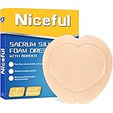 Niceful Sacral Foam Dressing 9" x 9" - Border Sacrum Bandage for Bed Sores Pressure, Silicone Adhesive Wound Dressing Pads for Large Wound, 5 Count