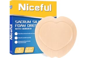 Niceful Sacral Foam Dressing 9"x9" - Border Sacrum Bandage for Bed Sores Pressure, Silicone Adhesive Wound Dressing Pads for Large Wound, HSA FSA Eligible, 5 Pcs