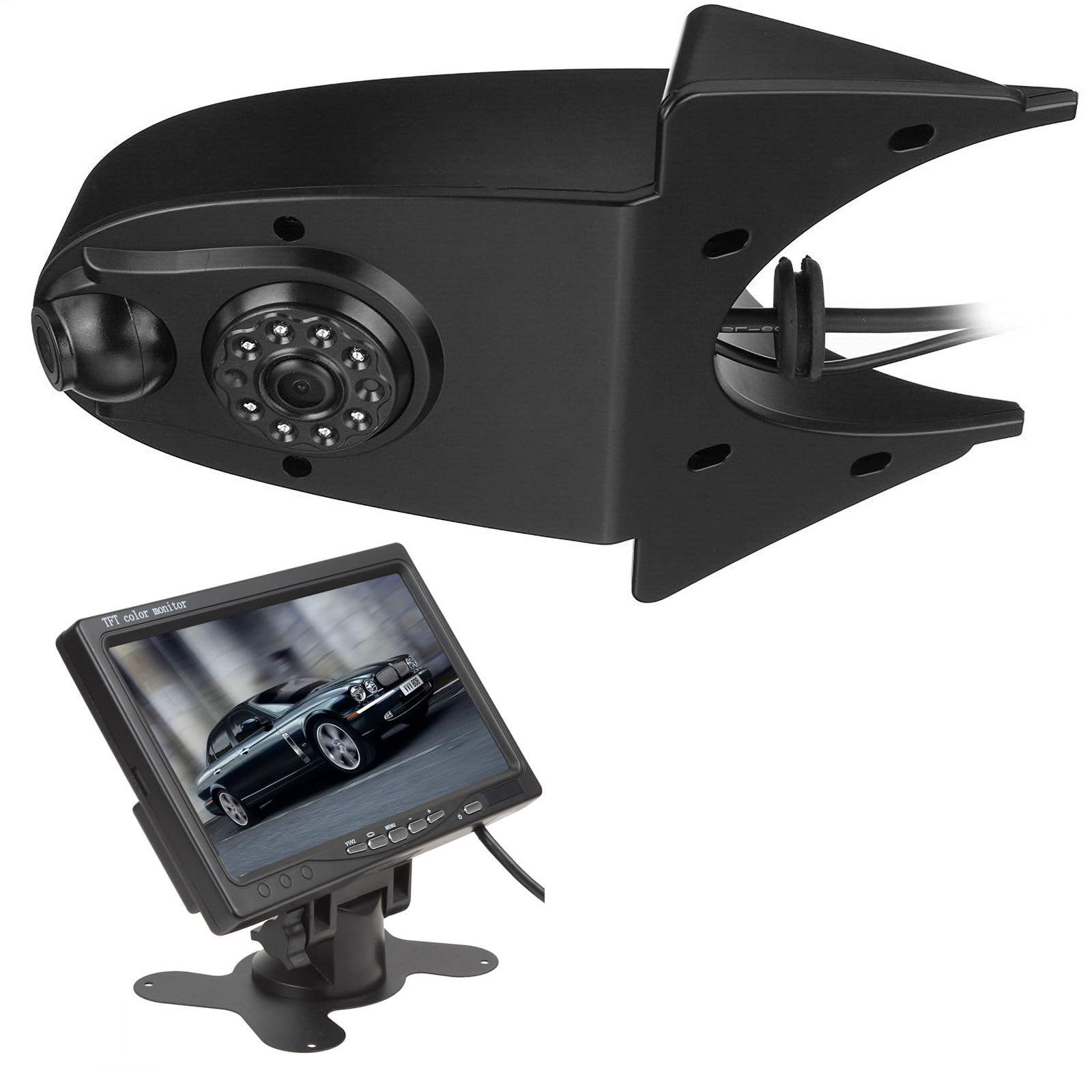 Dolphin Automotive Universal Dual Van Reversing Camera/Twin Parking Camera Roof Mounted Birdseye Rear View (Camera With 7" Dash Monitor) — image 1