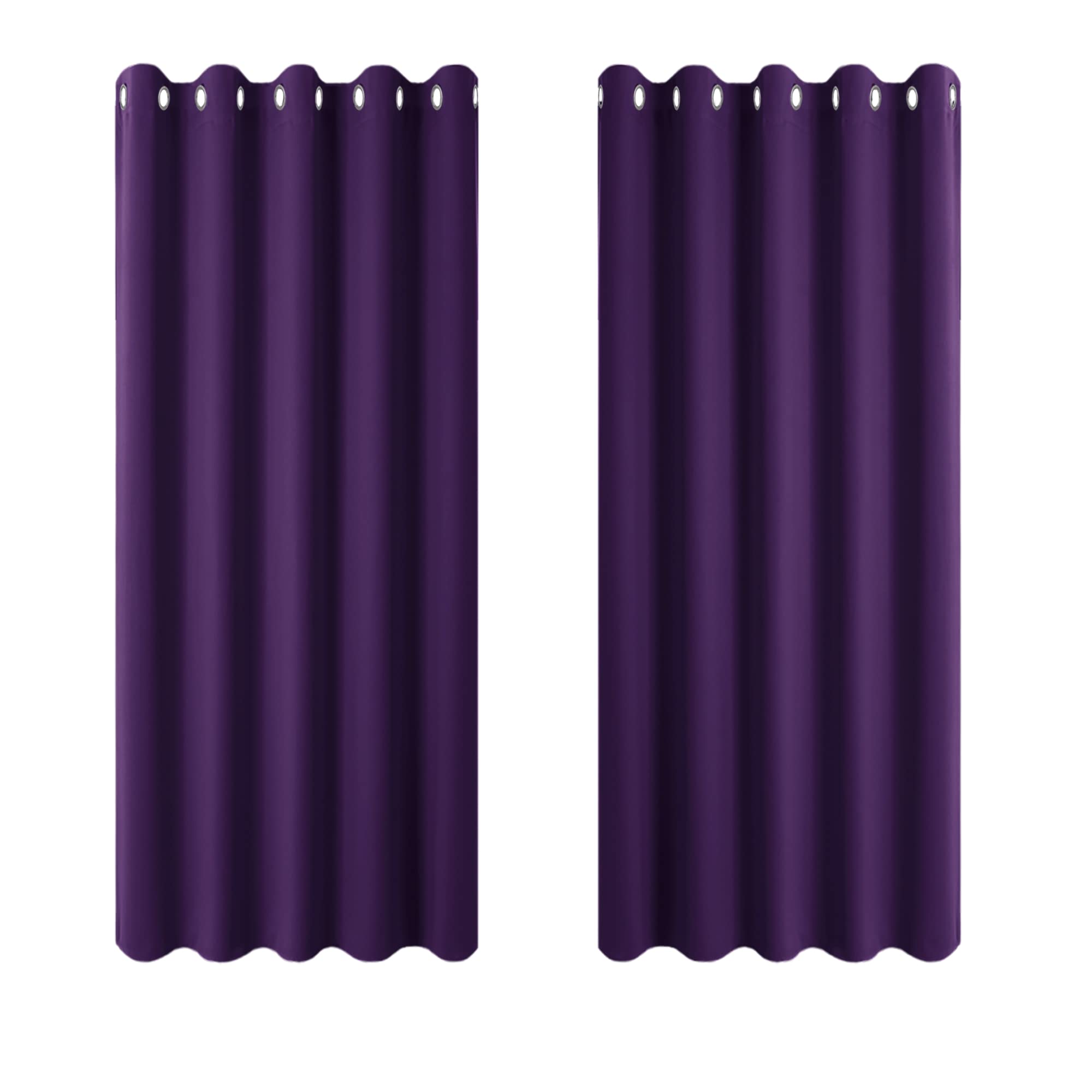 PONY DANCE Purple Blackout Curtains with Bedroom - Home Decor Thermal & Light Blocking Curtain for Room Darkening & Privacy Protected Extra Wide for Kids Nursery, 2 Panels, W 66 by D 54 Inch — image 1