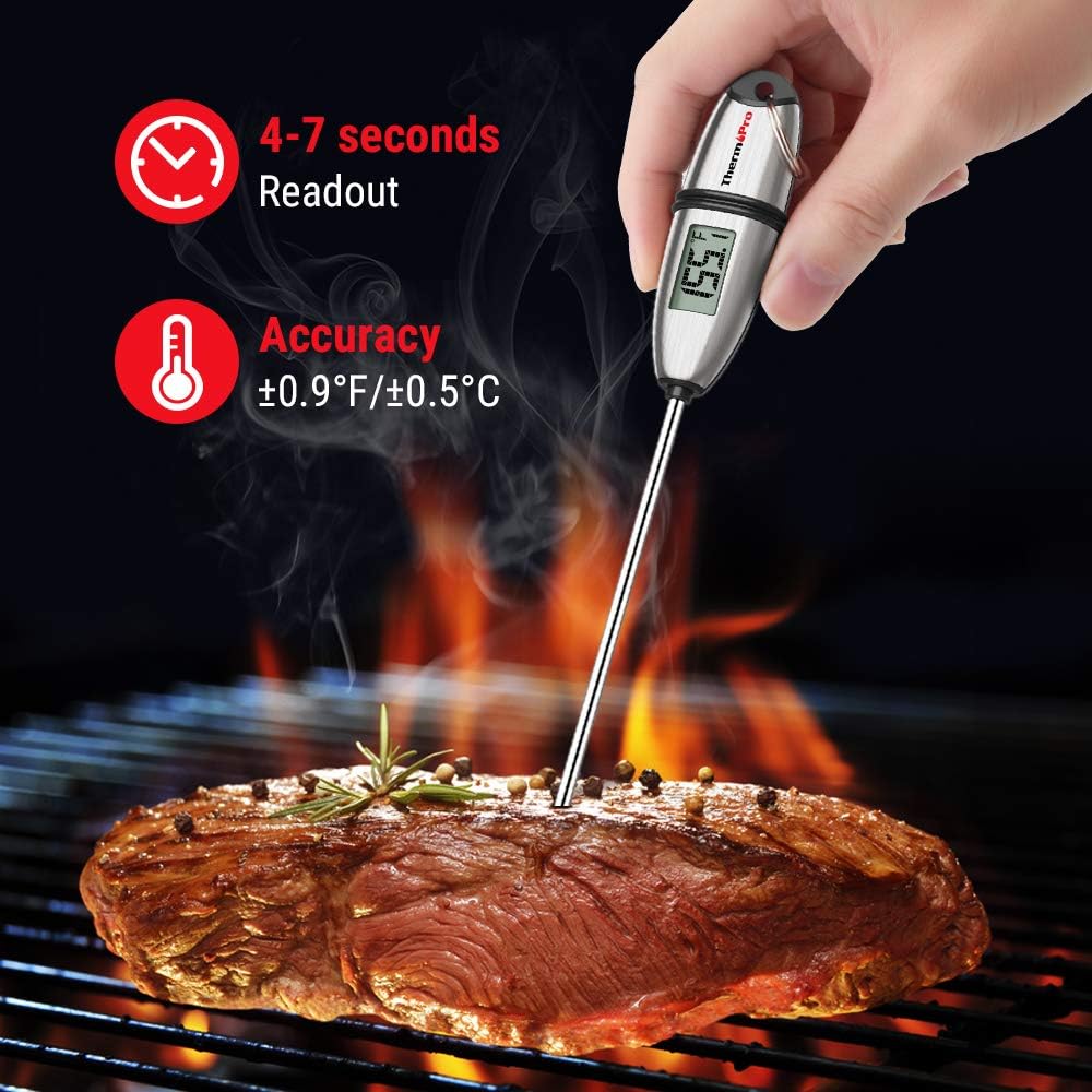 ThermoPro TP-02S Instant Read Meat Thermometer Digital Cooking Food Thermometer with Super Long Probe for Grill Candy Kitchen BBQ Smoker Oven Oil Milk Yogurt Temperature: Kitchen & Dining