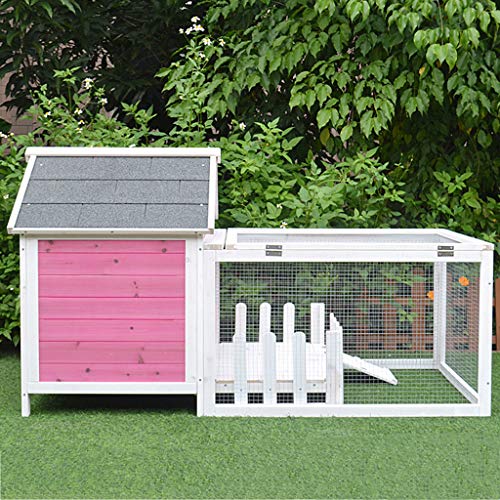 AIOEJP Kaninchenstall aus Holz, mit ausziehbarer Wanne, erhöhtes Haus, Unterschlupf für den Außenbereich, Garten… – Bild 4