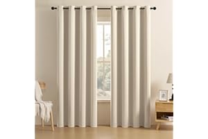 CUCRAF Light Beige Blackout Curtains 84 inch Length 2 Panels Set, Room Darkening Curtains & Drapes for Living Room Bedroom, Thermal Insulated Light Blocking Grommet Window Curtain (W52 x L84 Inch)