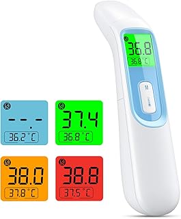 Fieberthermometer IDOIT Digitales Infrarot Thermometer 4 in 1 Multifunktion,Medizinisches Stirn und Ohrthermometer, Dreifarbiger Fieberalarm, Ideal Für Baby, Kind, Erwachsene