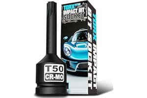 Aiourx 1/2" Drive T50 Torx Bit Socket, Star Bit Socket, Cr-Mo Steel, Automotive Repair, Furniture Installation, Mechanic Use