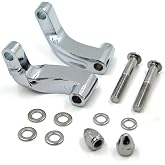 HASkulle Motorcycle Mirror Extenders Chrome Mirror Relocation Extension Adapter Kit Compatible with Harley Davidson Heritage Flstc Fxcwc Super Glide Fxdc Wide, Silver