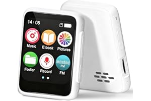 VANSING Kids Bluetooth MP3 Player with Headphones, Built-in Speaker, Bluetooth 5.3, 512GB Expandable, FM Radio, Voice Recorder, E-Book Reader - Music Player for Children, White