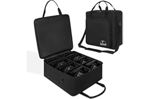 IBVIVIC 8 Par Spotlight Bag Stage Lighting Storage Bag 5/16'' Padded 8 Par Lights Bag with Dividers, Handle, Strap, Black