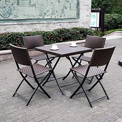 Auoeer Outdoor Rattan-Klapptisch Und -Stuhl-Kombination 5-teiliges Set, Patio-Patio-Gartenmöbel, Balkon Rattan Kleiner… – Bild 6
