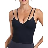 RUNNING GIRL Workout Tank Tops with Built in Bras for Women,Criss-Cross Back Medium Support Sports Bras for Women