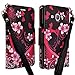 Zase Design for Galaxy J3 V 2016, Express Prime, AMP Prime, Galaxy SOL, Galaxy Sky Wallet Case Flip PU Leather Fold Wallet Pouch Cover Slim Fit (Hot Pink Flower Hearts)