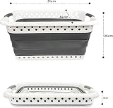 Denny International 67L Large Folding Laundry Basket White Grey Rectangular view 4