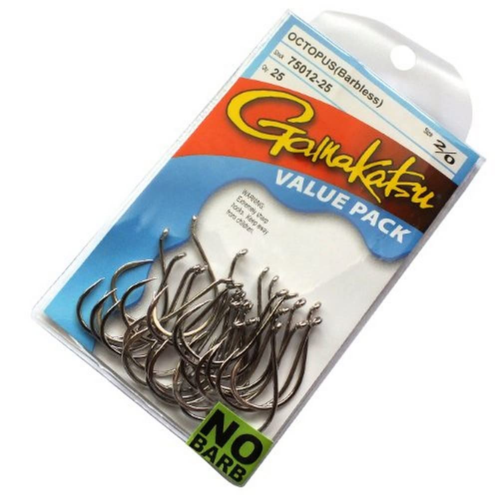 Gamakatsu Barbless Octopus Hook-Pack Of 25 (Black, 4/0)