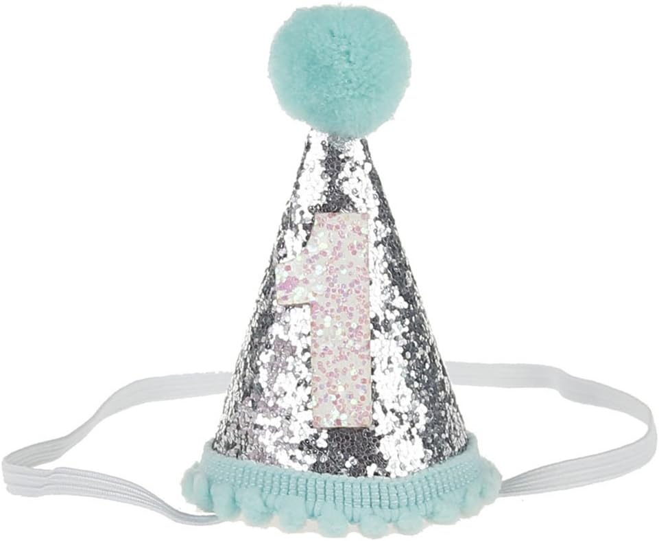 ACTLATI Cute Baby Birthday Party Hair Band Glitter Crown Elastic Headwear Ball Cone Headband