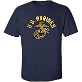U.S. Marines Vintage Arch Gold Ink Adult Short Sleeve T-Shirt