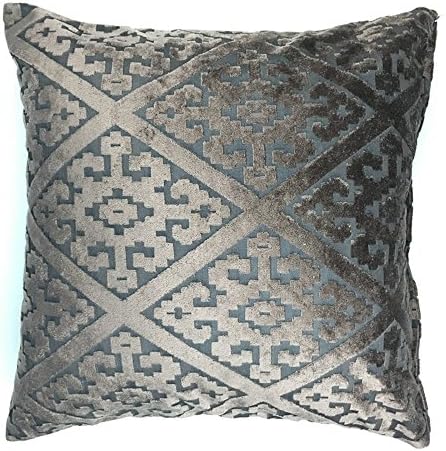 Soo Angeles Brown Velvet Jacquard Decor Throw Pillow Case Cushion Cover 18 X 18 Inch