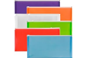 JAM PAPER Plastic Envelopes with Zip Closure - #10 Booklet Wallet - 5 1/4 x 10 - Assorted Colors - 6/Pack
