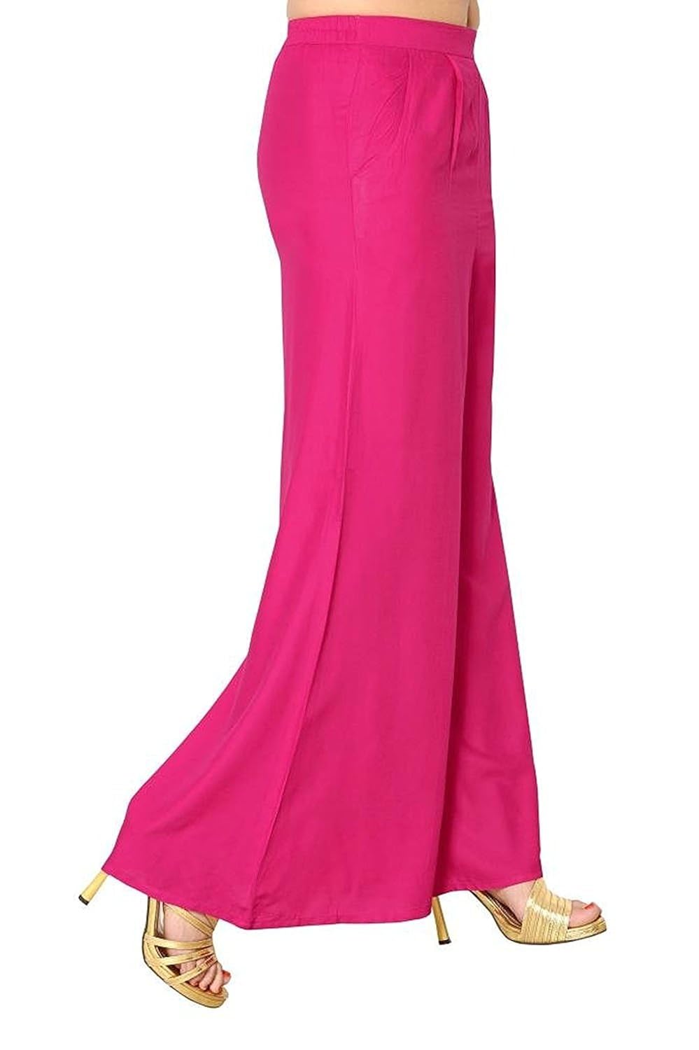 trendy thread premium stylish stretchable magenta solid palazzo