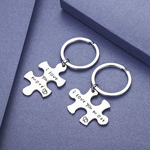 Runalp I Love You More I Love You Most, Couples Keychains Set,Personalized Couples Jewelry, for Boyfriend Girlfriend