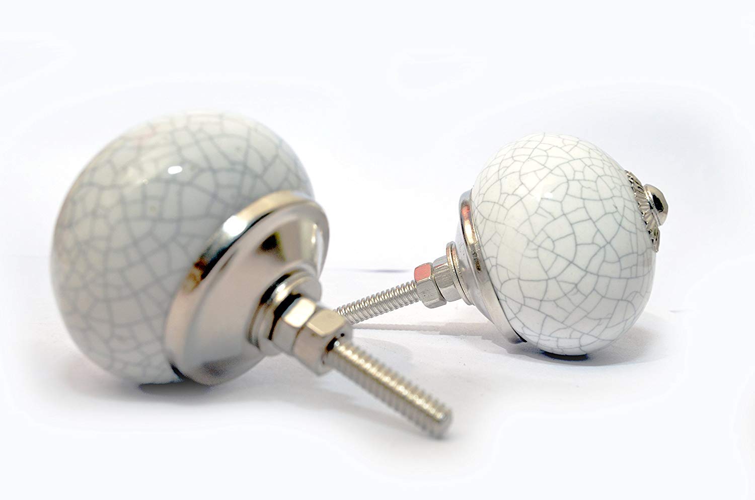 YourKart Interior Door Knobs Ceramic and Metal, Crackle, Set of 6
