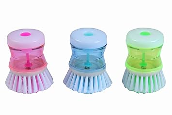 Generic Dish / Washbasin Plastic Cleaning Brush With Liquid Soap Dispenser(03 Pcs.)