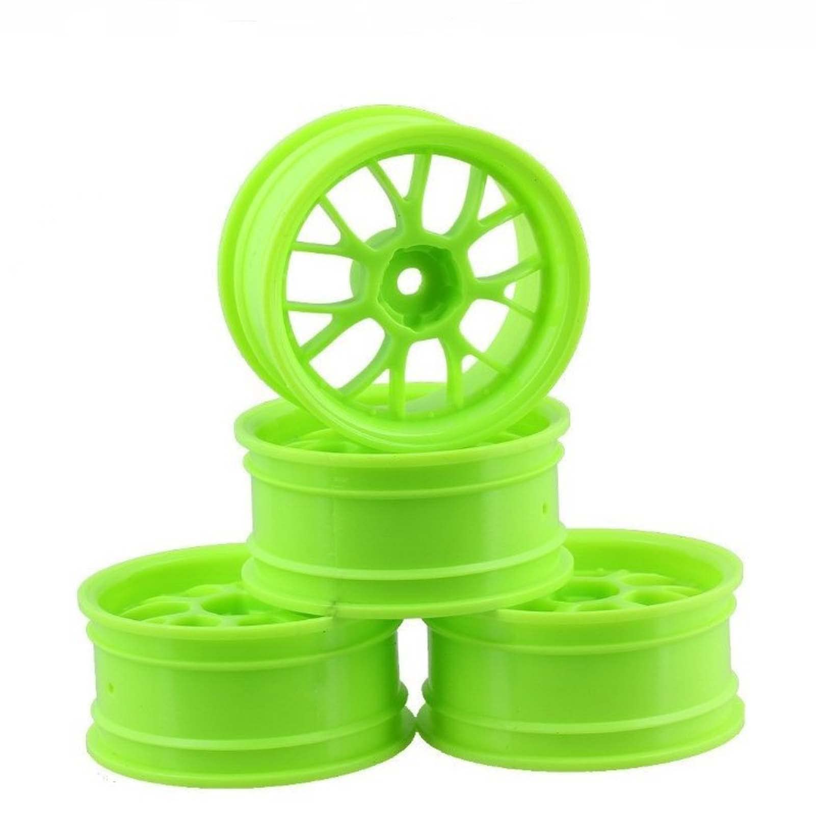 KEEDA 4PCS 1.9 inch Plastic Wheels Rims for 1/10 RC On Road Touring Car HSP HPI Tamiya Yokomo Kyosho (Green)
