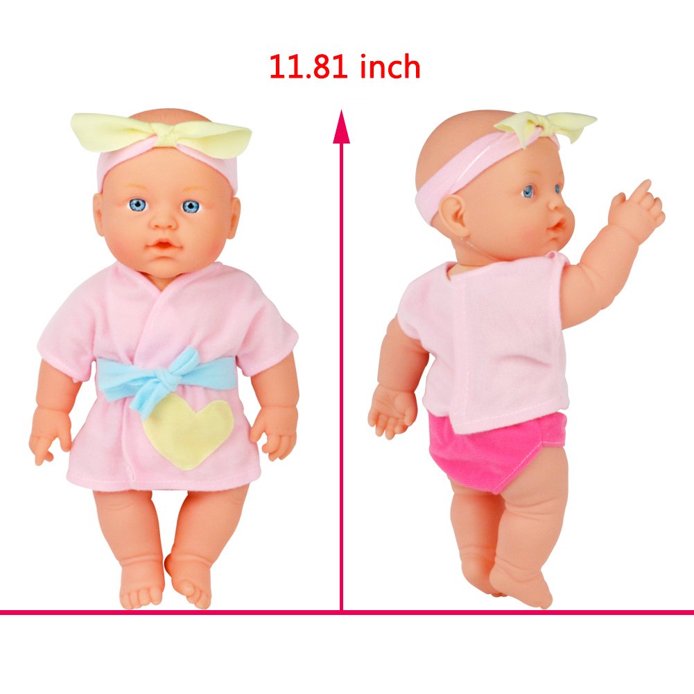 jerryvon Baby Doll Toy Girl Bath Playset Realistic Pretend Play Washable Gifts Accessories for Baby Kid Toddler 3 4 5 6 Years Old