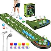 TERRAMUS Upgraded Golf Putting Mat for Kids, Putting Green with LED Light up Holes, Glowing Balls, 2 Clubs, Toy Golf Set, Golfing Mats Indoor Outdoor, Sport Game Golf Gift for for Kids Teens Family