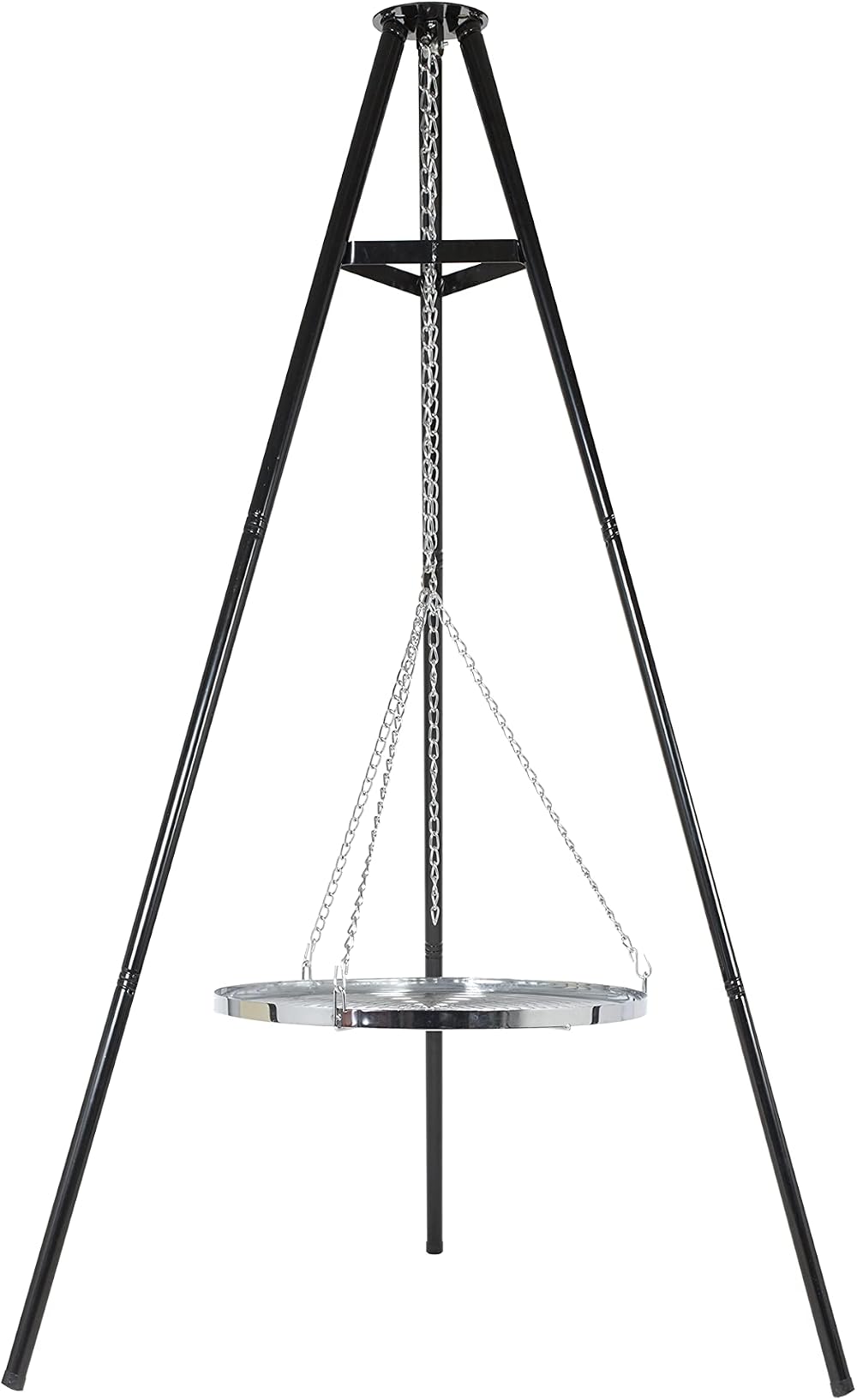 La Hacienda Tripod with BBQ Grill Adjustable Height Portable Black
