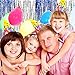 Sumind 4 Pack Foil Curtains Metallic Fringe Curtains Shimmer Curtain for Birthday Wedding Party Christmas Decorations (Silver and Blue)