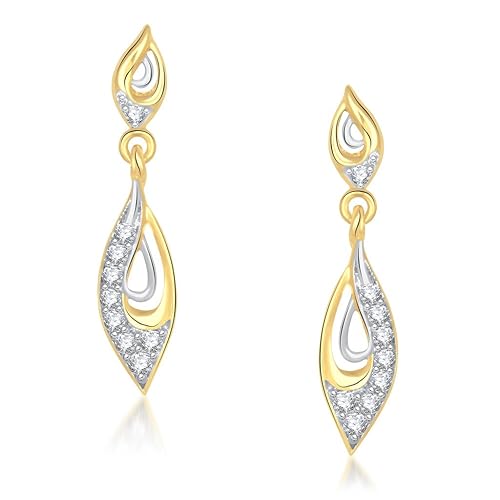 VK Jewels Earrings Cubic Zirconia Drop Earrings for Women (Golden) (vker1174g)