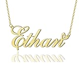 AOLO Ethan Heart Name Necklace 18k Gold Plated