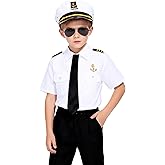 SCYPRUTH Kids Yacht Captain Costume Sailor Captain Costume with Accessories for Career Day 100 Days of School Halloween
