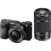 Sony Alpha A6100 Mirrorless Camera with 16-50mm and 55-210mm Zoom Lenses, ILCE6100Y/B, Black