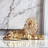 ICE ARMOR Hand Painted 8" W Golden Lion Laying Figurine Statue Sculpture Ornament Decoration Home/Room Decor Ideas for Housewarming, Holidays and Birthdays Great Collectible Addition