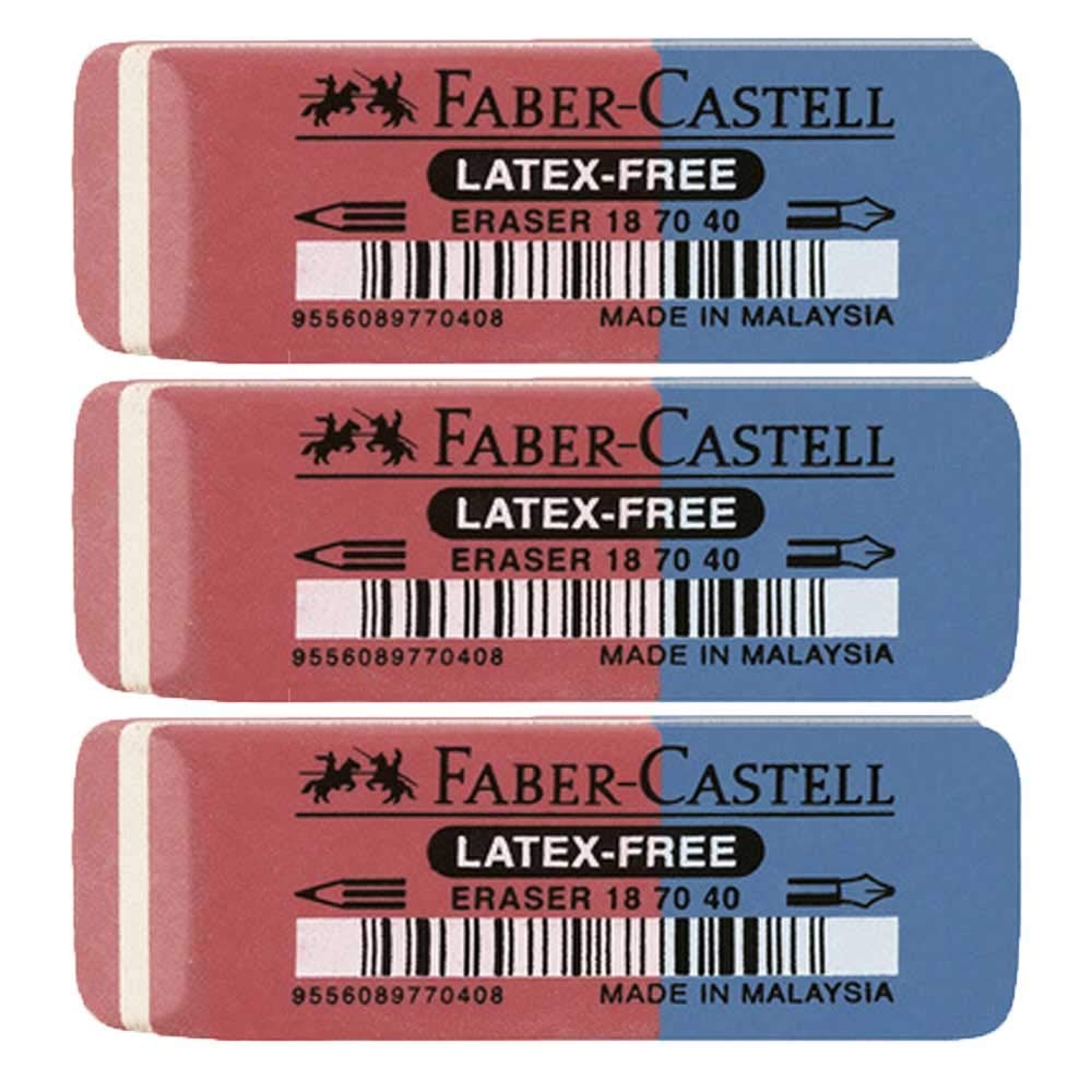 Faber-Castell 187040 ? Eraser Latex Ink/Lead, 7070-40 (Pack of 3)