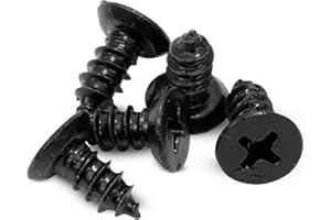 Bolt Dropper #8 x 3/8-Inch Black Screws, Pack of 25 - Xylan Coated Stainless Steel Flat Head Phillips Short Wood Screws - Corrosion Resistant for Wood, Drywall Applications, and Outdoor Projects