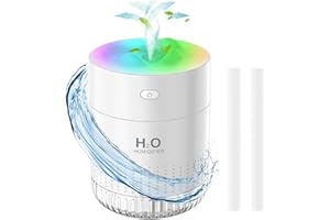 BESKY Portable Small Humidifiers for Bedroom Baby, Rechargeable Mini Cool Mist Plant Humidifier for Plants, Quiet Desktop Humidifier with 2 Working Modes & Colorful Night Light for Travel, Office, Bedroom