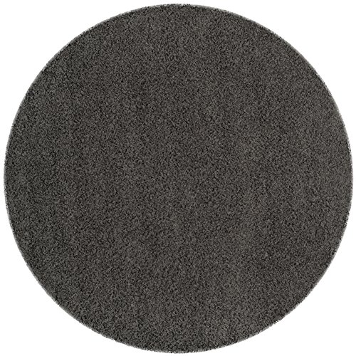Safavieh Athens Shag Collection SGA119C Dark Grey Round Area Rug (6'7 Diameter)