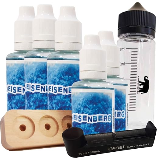 Laguna Set 5 x 30ml Heisenberg + 1 x 120ml Chubby Laguna Flasche + 1 3er Holz Tank Ständer + 1 Efest Ladegerät Aroma Konzentr