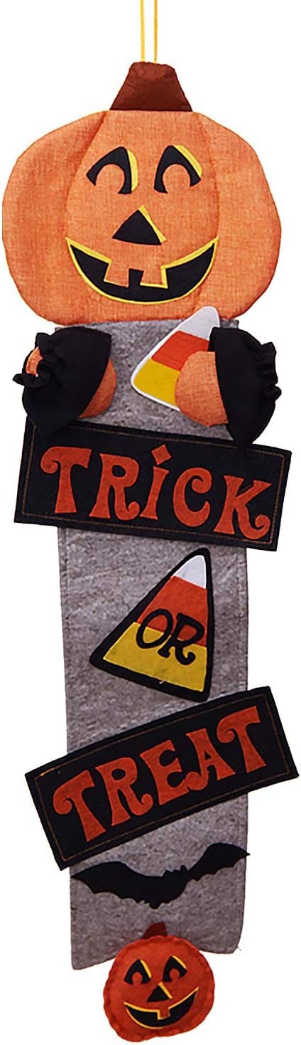 WISHTA Halloween Pumpkin Wall Decor, Halloween Home Decor Wall Sign| Trick or Treat | Party Supplies for Front Door Home Door Porch Decor (Door Hanging Sign-1)