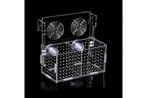 JOBEDE Acrylic Fish breeding Box, Fish Separation Breeder Box Acrylic Fish Tank Breeding Isolation Box for Aquarium Hatchery Incubator with Suction Cups for Baby Fishes Shrimp Clownfish (6*6*8inch)