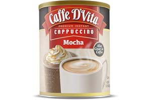 CAFFE D'VITA Caffe D’Vita Mocha Cappuccino Mix - Mocha Powder Mix, Instant Cappuccino Mix, Gluten Free, No Cholesterol, No Hydrogenated Oils, No Trans Fat, 99% Caffeine Free, Mocha Mix- 1 Lb Can