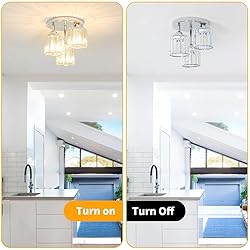 Lxybcce Crystal Ceiling Light Fixture, Chrome Semi