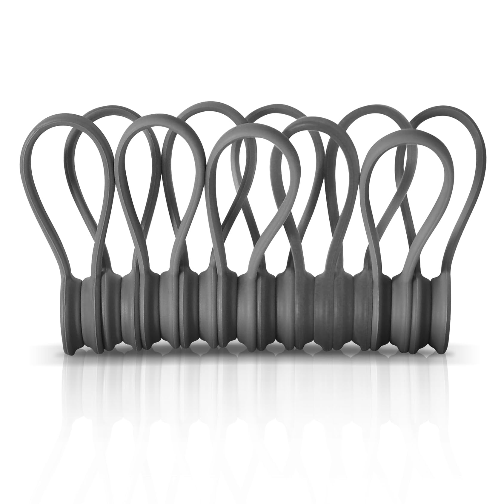 Xrkuu Magnetic Cable Ties 10 Pack, Grey Reusable Silicone Magnetic Cable Clips Organisers, Cord Straps for Wires, Chargers and Earphone Cables